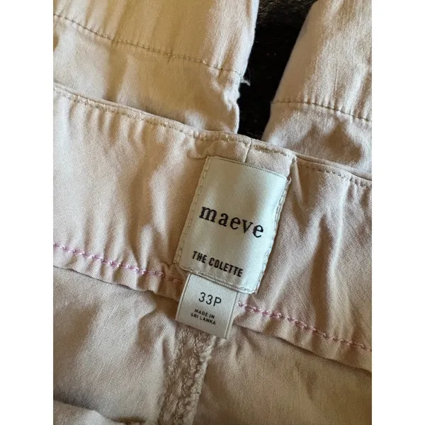 MAEVE ANTHROPOLOGIE The Colette Linen Blend cropped wide leg pants Tan Sz 33 P - Image 2