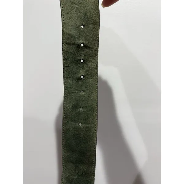 Vintage Dame Belt and Bag Green Suede Leather Belt Size‎ L Womens Genuine 36.5" - Image 11