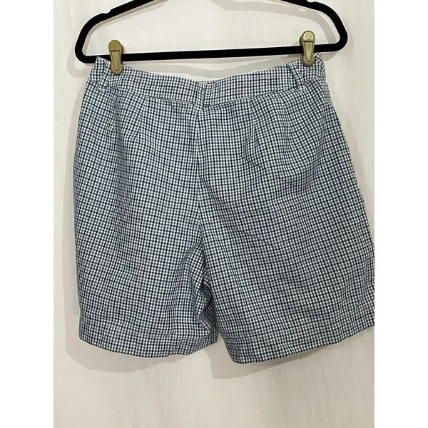 Vintage Liz wear Women’s Shorts 12 High Waisted Blue Gingham Pleated - Image 2