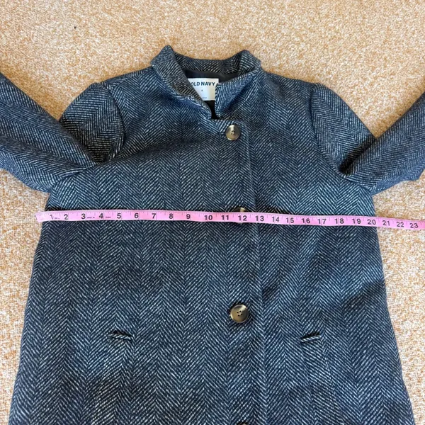 Old Navy Womens Navy Blue Herringbone Wool Blend Button Up Car Coat Size S - Image 7