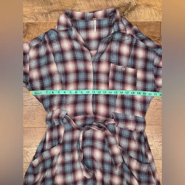 Free People Viscose Blend Before I Let Go Plaid Romper in Blue & Brown Tie Wasit - Image 12