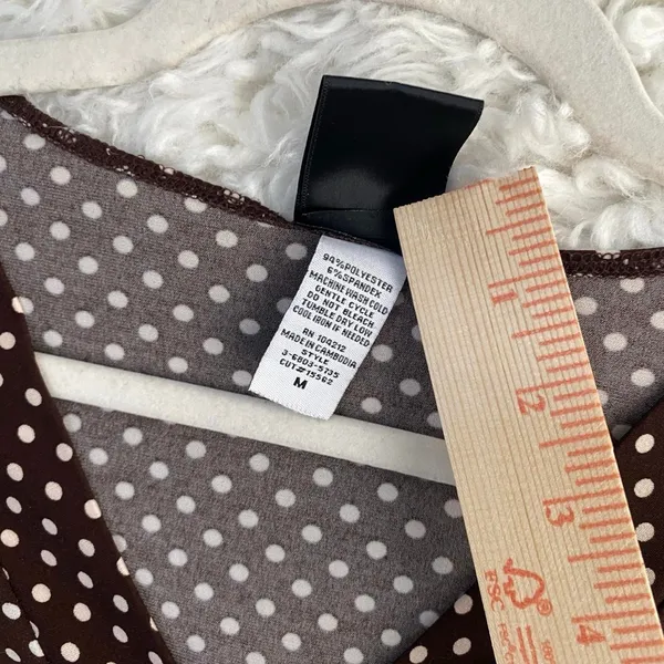 Jtb Brown Polka Dot Babydoll Tie Back Top Flutter Sleeves Cottagecore Dark Fairy - Image 6