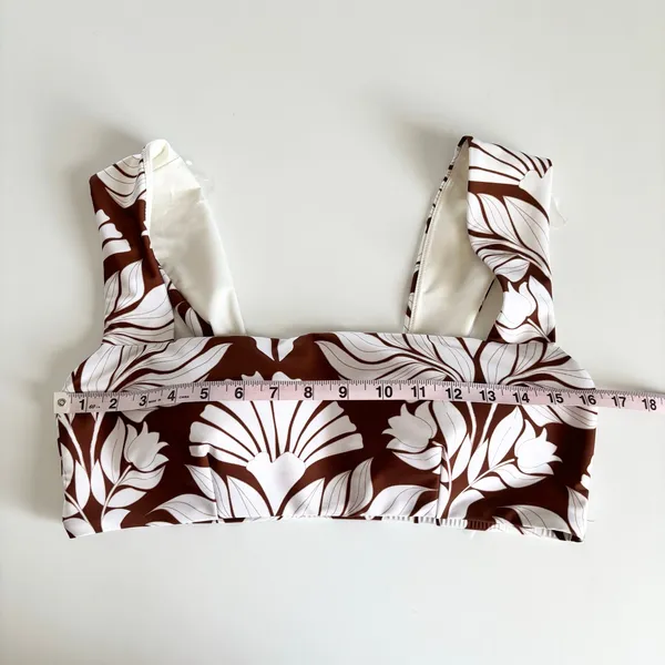 Alex Marie Brown & White Tropics Wide Strap Bandeau Bikini Top Womens Large Swim - Image 4
