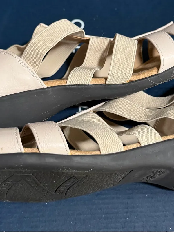 Life Stride Women’s Beige Strappy Wedge Slip On Comfort Sandals 8M - Image 5