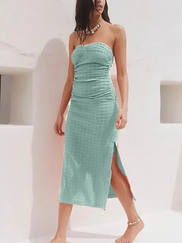 Free People Brandie Strapless Midi Dress Moss Green - Image 4
