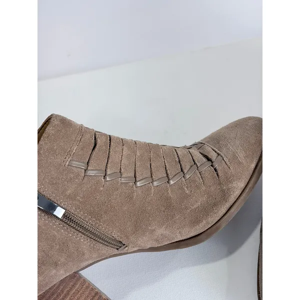 Franco Sarto Taupe Suede Ankle Booties Block Heel Modern Classic‎ Size 8.5 - Image 12