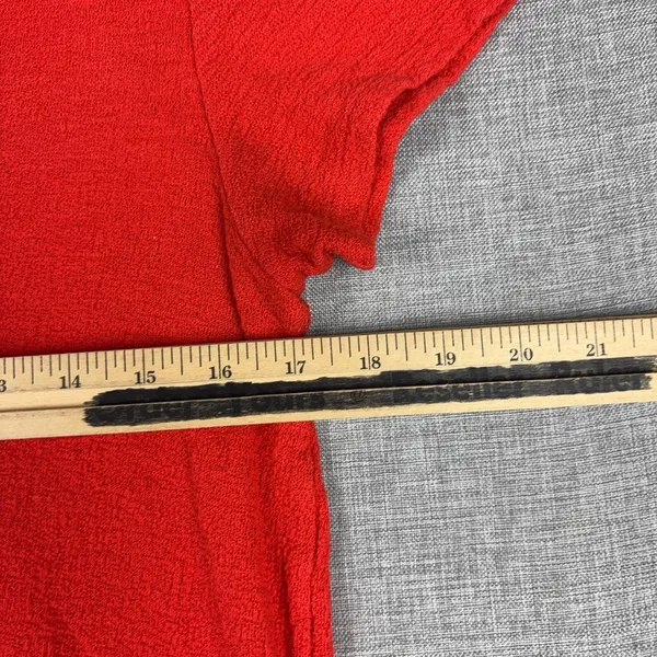 Madewell T-Shirt Womens Small Red Crew Neck Short Sleeve Textured Side Tie Top - Image 5