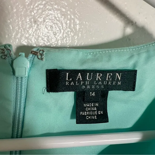 Lauren Ralph Lauren‎ Women's Size 14 Sleeveless Dress Mint Green A-Line Boatneck - Image 9