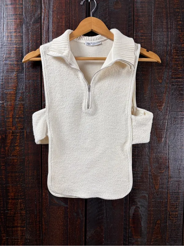 Zara Open Sides Knit Sweater Vest Cape Top XS/S - Image 3
