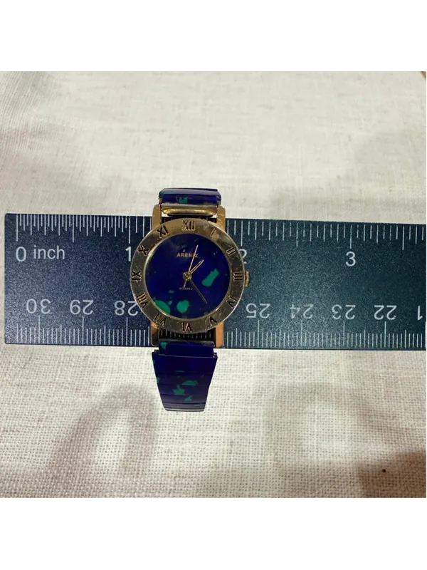Arenix Women’s Quartz Watch Blue Stone Inlay Gold Tone Roman Numeral - Image 4
