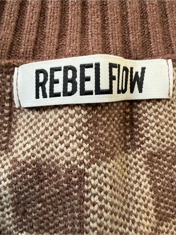 RebelFlow Brown & Cream Check V-Neck Sweater Vest - Image 3