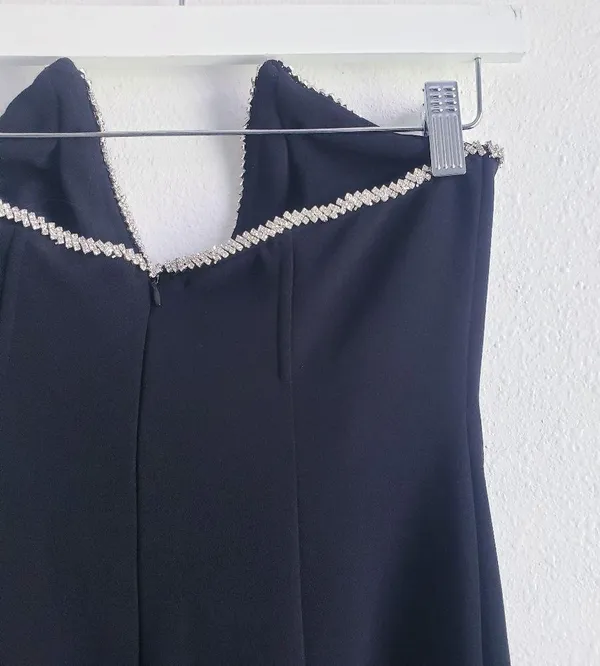 Anthropologie NWT /Minimalist Lovers Commense Rhinestone Trim Mini Dress - Image 6