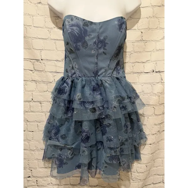 SENI & CADE Women's Fit & Flare blue Floral Corset Dress Size Medium - Image 2