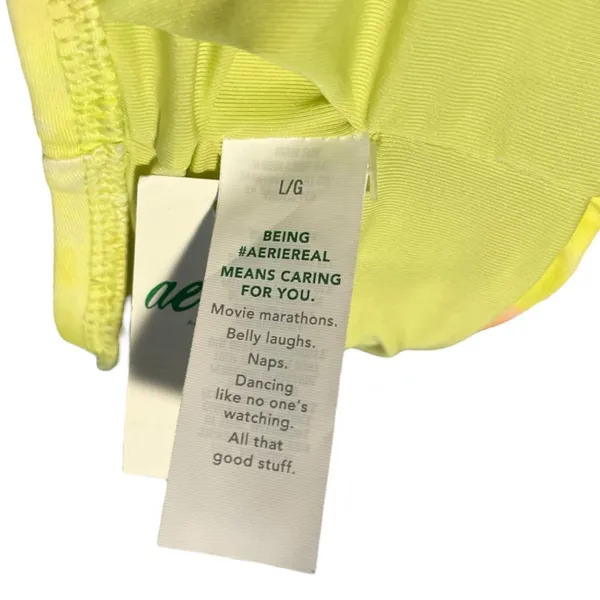 Aerie Crossover Keyhole Halter Bikini Top Women's L Vibrant Mint Yellow‎ Swim - Image 5