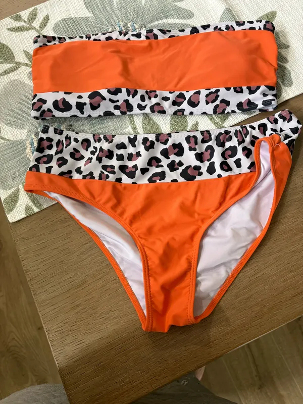 Orange & animal print size XL two piece bathing suit - Image 2