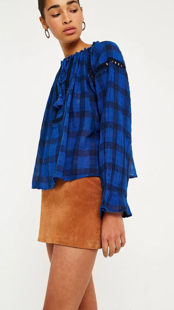 Free People Honey Grove Blue Checked Top - Image 6