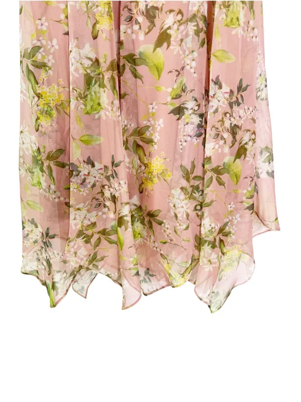 NWT Mac Duggal Ieena 70208 High Neck Floral Print Dress Pink Multi Size 0 - Image 7
