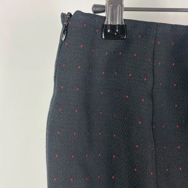 French Connection Black‎ Red Polka Dot Retro Front Slit Pencil Skirt - Image 4