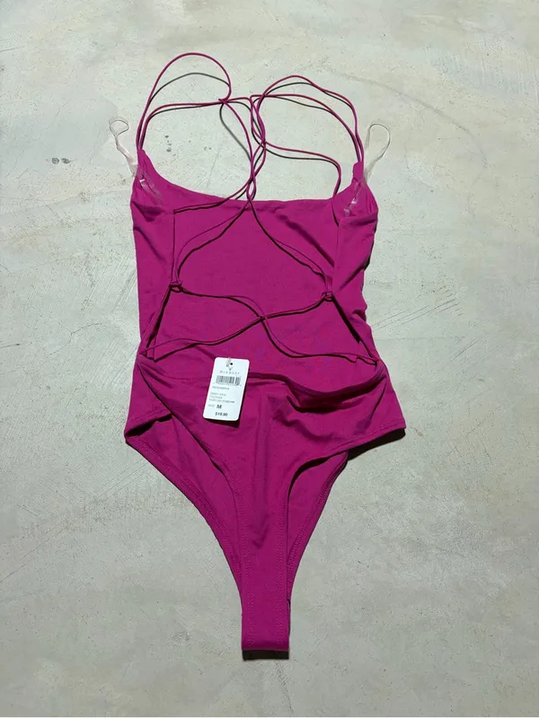 Windsor NWT Hot Pink tank top bodysuit with Strappy Back medium - Image 3
