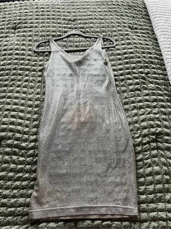 AVA Silver Metallic Slip Dress - Image 3