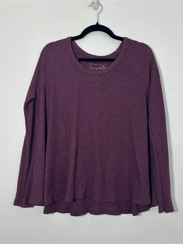 Free People We The Free Women’s Medium Purple Waffle Knit Thermal Top - Image 2