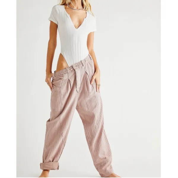 Free People Living in the City Seamed Pink Relaxed Pants - Image 4