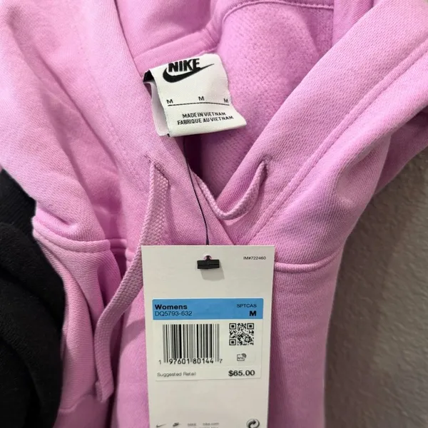 Nike Sportswear Club Pink Fleece Women's Pullover Hoodie Size Medium NWT - Image 4