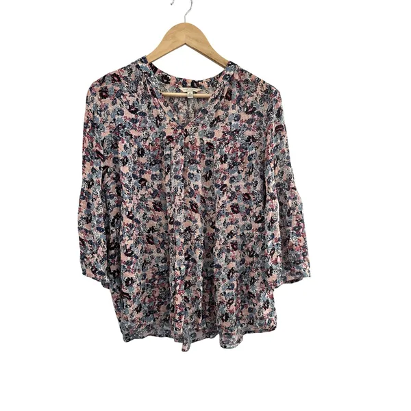 Lucky Brand Ditsy Floral Tiered Peasant Top Small Boho Prairie Western Shirt‎ - Image 2