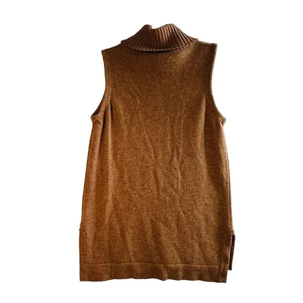 J. Crew Sleeveless Turtleneck Sweater Vest Wool Cotton Brown Shell Tank‎ Top S - Image 2
