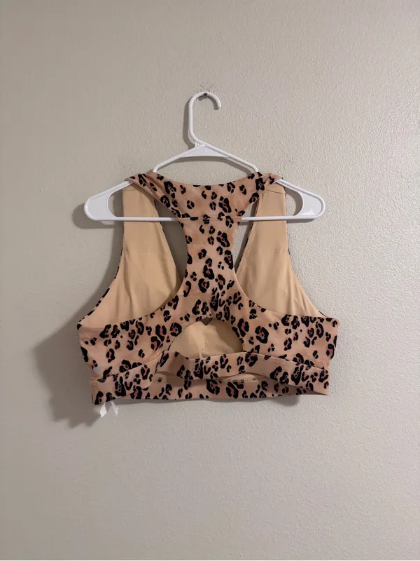 Fabletics Tan Leopard V-Neck Sports Bra - Image 3