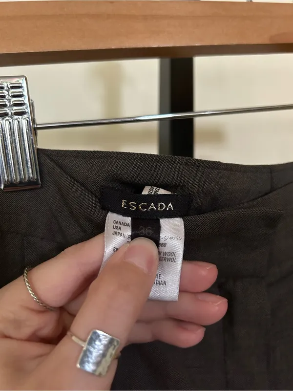 Escada Womens Pure New Wool Tailored Blazer Pants Suit Set Brown Size 36 (Small) - Image 12