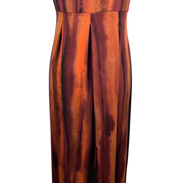 90s Y2K Babydoll Maxi‎ Dress 10 Moody Orange Empire Waist Fairy Grunge Slinky - Image 10