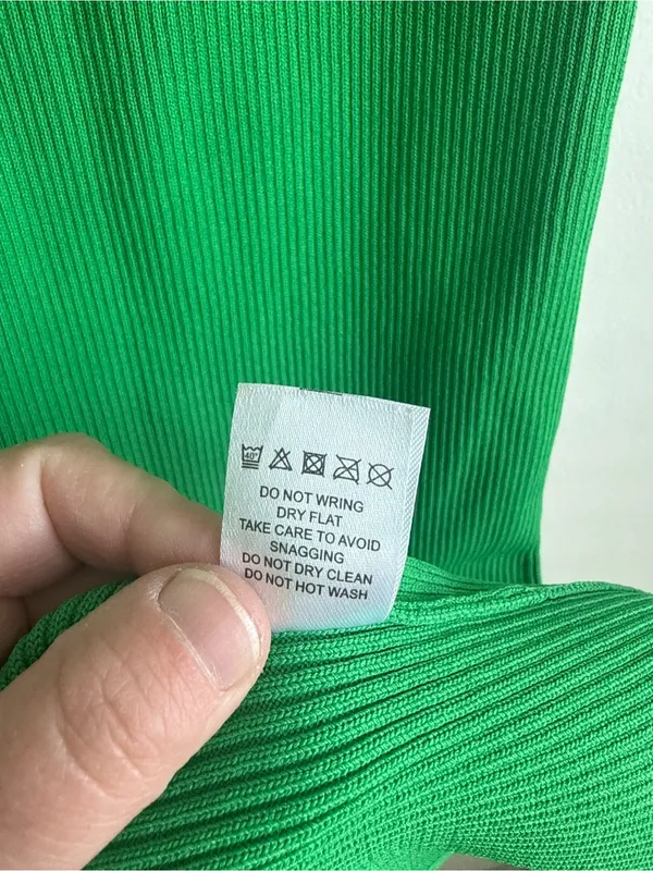 Meshki Green Rib Knit Strapless Tube Maxi Dress Skirt Stretch S - Image 6