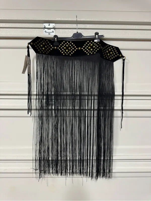 Zara Limited Edition Studded Tassel Sash Belt Black Gold Size US 30 New - Image 7