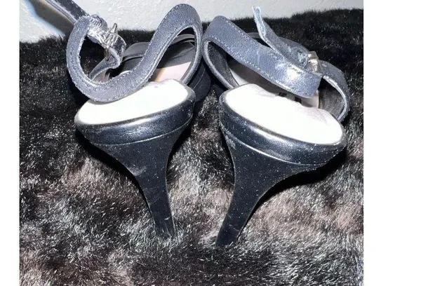 Nine West black pumps peep toe kitten heels 8 - Image 4