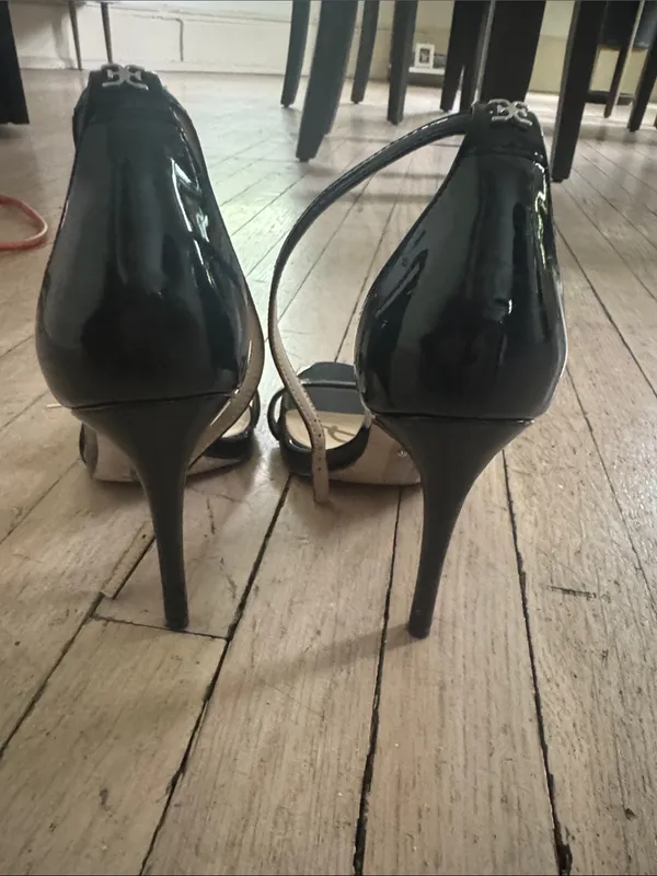 Sam Edelman Black Patent Leather Stiletto Sandals - Image 4