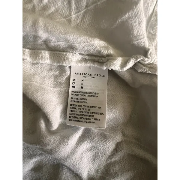 American Eagle Oversized Button Down Shirt 100% Cotton Crinkled Long Sleeve - Image 4