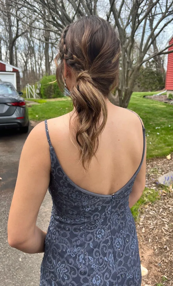 Grey Lace Prom Dress - Image 3