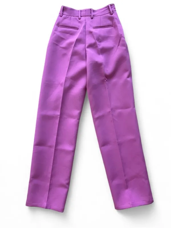 AKNVAS O'Connor High-Waisted Pleated Tailored Pants in Orchid Purple Size 4 - Image 2