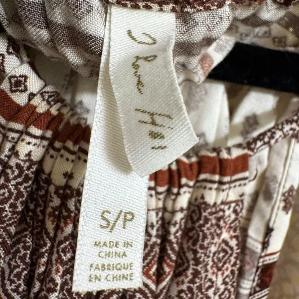 I Love H81 Long Maxi Brown Ivory Pattern Boho Halter‎ Neck Dress Small - Image 6