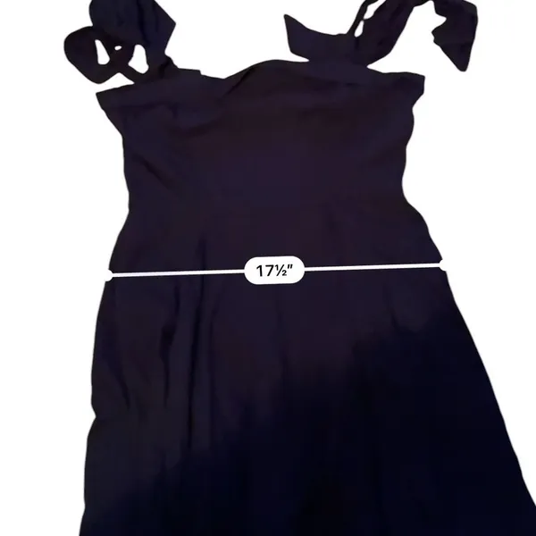 Lulus Navy Blue‎ Linen Blend Tie Shoulder Fit Flare Mini Dress Large NWT New - Image 9