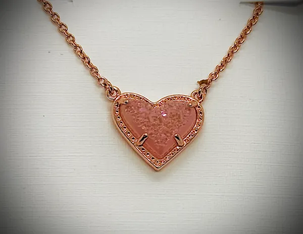 Kendra Scott Rose Gold Necklace Heart Drusy - Image 2