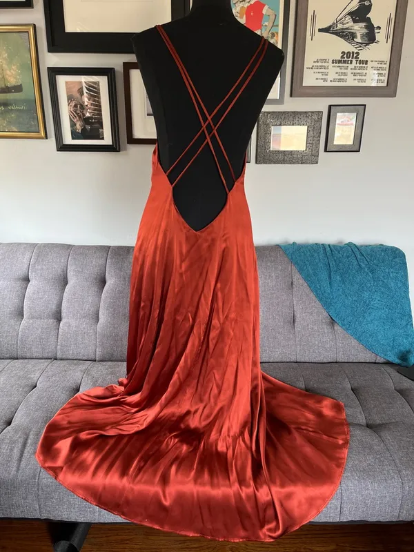 Sleeping with Jacque "Freudian" Silk Slip Dress in Copper. Size 4 - Image 7