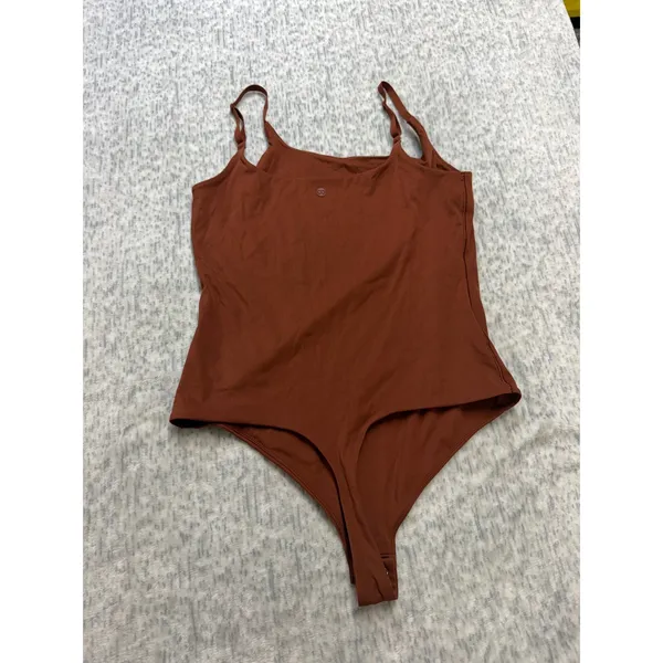 CALIA Womens Square Neck Thong Bodysuit Rust Brown Adjustable Straps Size M NWOT - Image 2