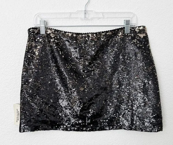 [Vintage] Forever 21 Black Gold Sequined Low Rise Mini Skirt Y2K 90s Sz Large L - Image 2