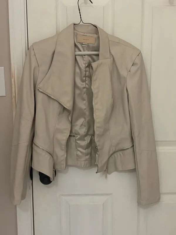 Blank NYC Faux Leather Moto Jacket in Vanilla Latte - Image 5