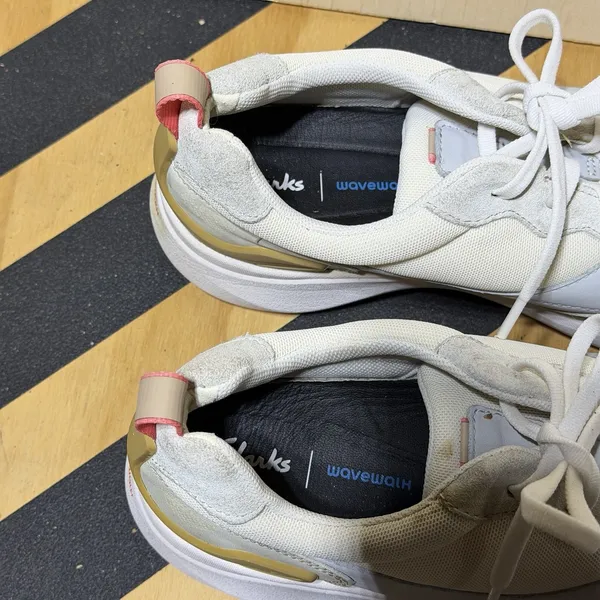 Clarks WaveWalk Womens Size 9 M White Leather Mesh Walking Sneakers Comfort - Image 7