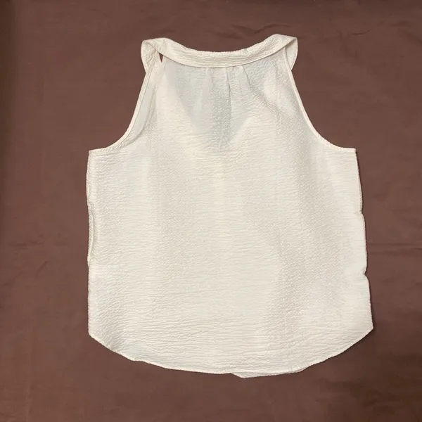 PILCRO TIE-FRONT, BUTTON DOWN FRONT, CREAM BLOUSE. LARGE - Image 5