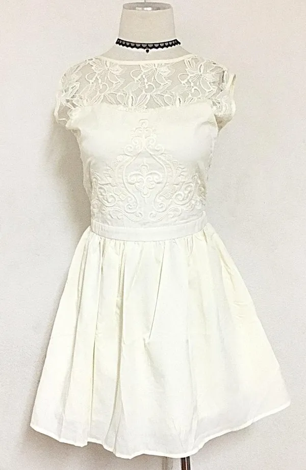 Lace Sheer Neckline Flared Formal Dress - Image 2