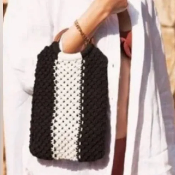 Laude‎ The Label Gabby Black Cream Macrame Bag - Image 3